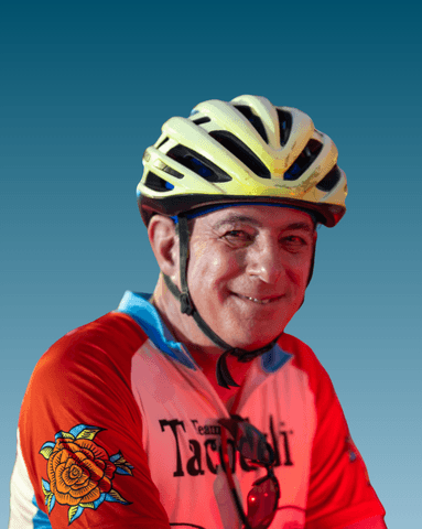 A Ripple Room member in cycling gear