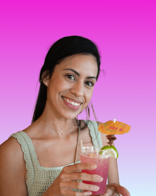 A Ripple Room member with a drink